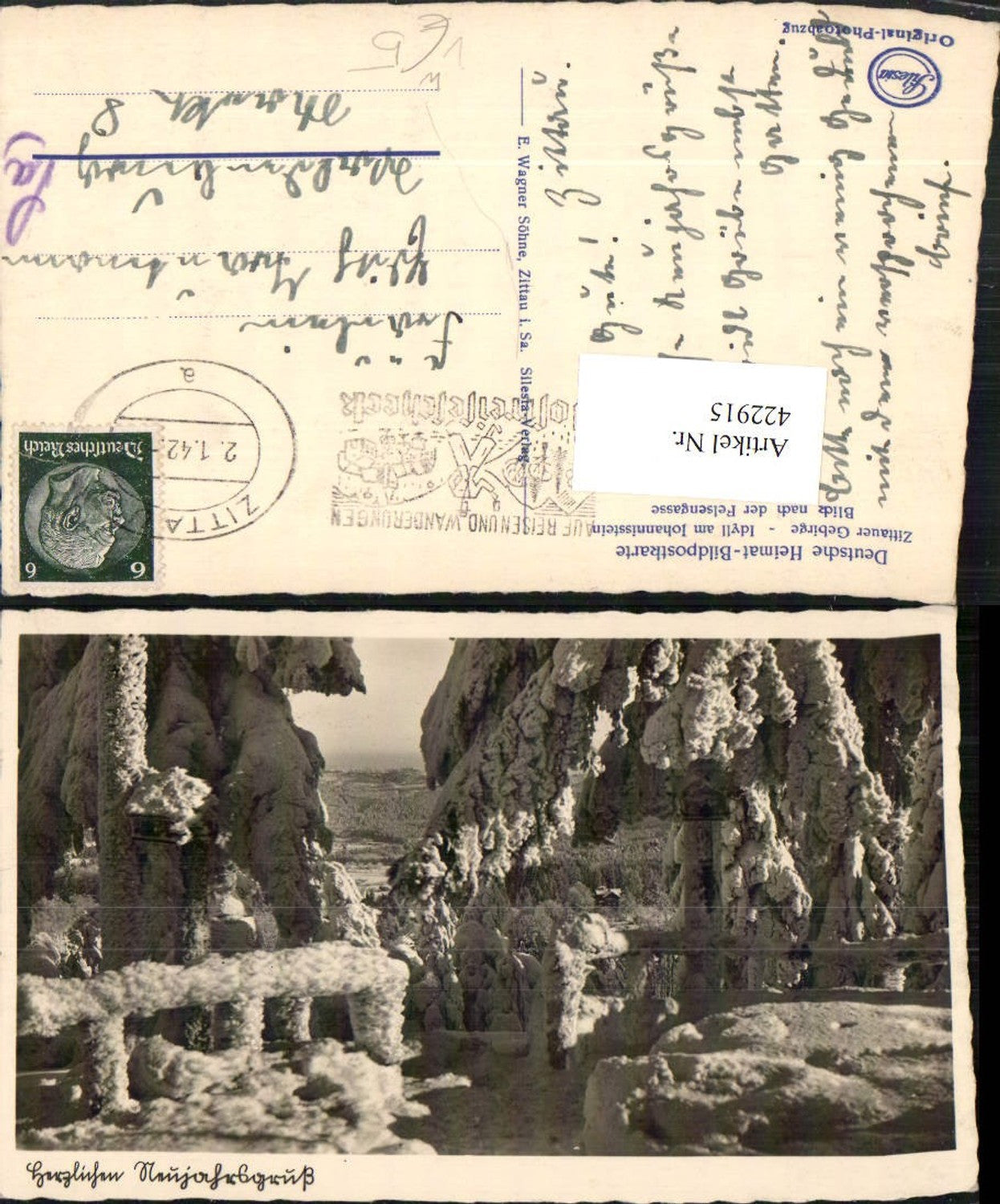 422915,Idyll am Johannisstein b. Oybin Blick nach der Felsengasse pub E. Wagner Söhne
