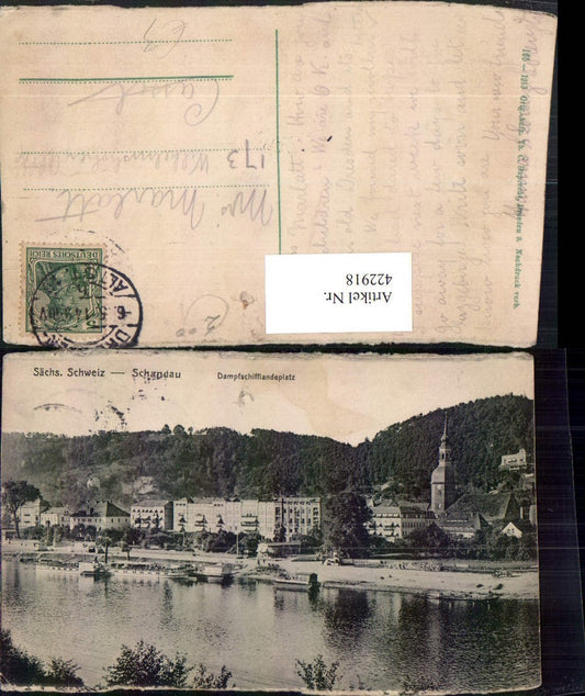 422918,Sächsische Schweiz Schandau Totale m. Landeplatz Dampfer