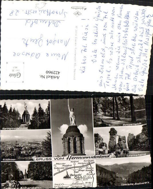 422960,Hermanns-Denkmal Statue b. Detmold Hiddesen Externsteine Mehrbildkarte