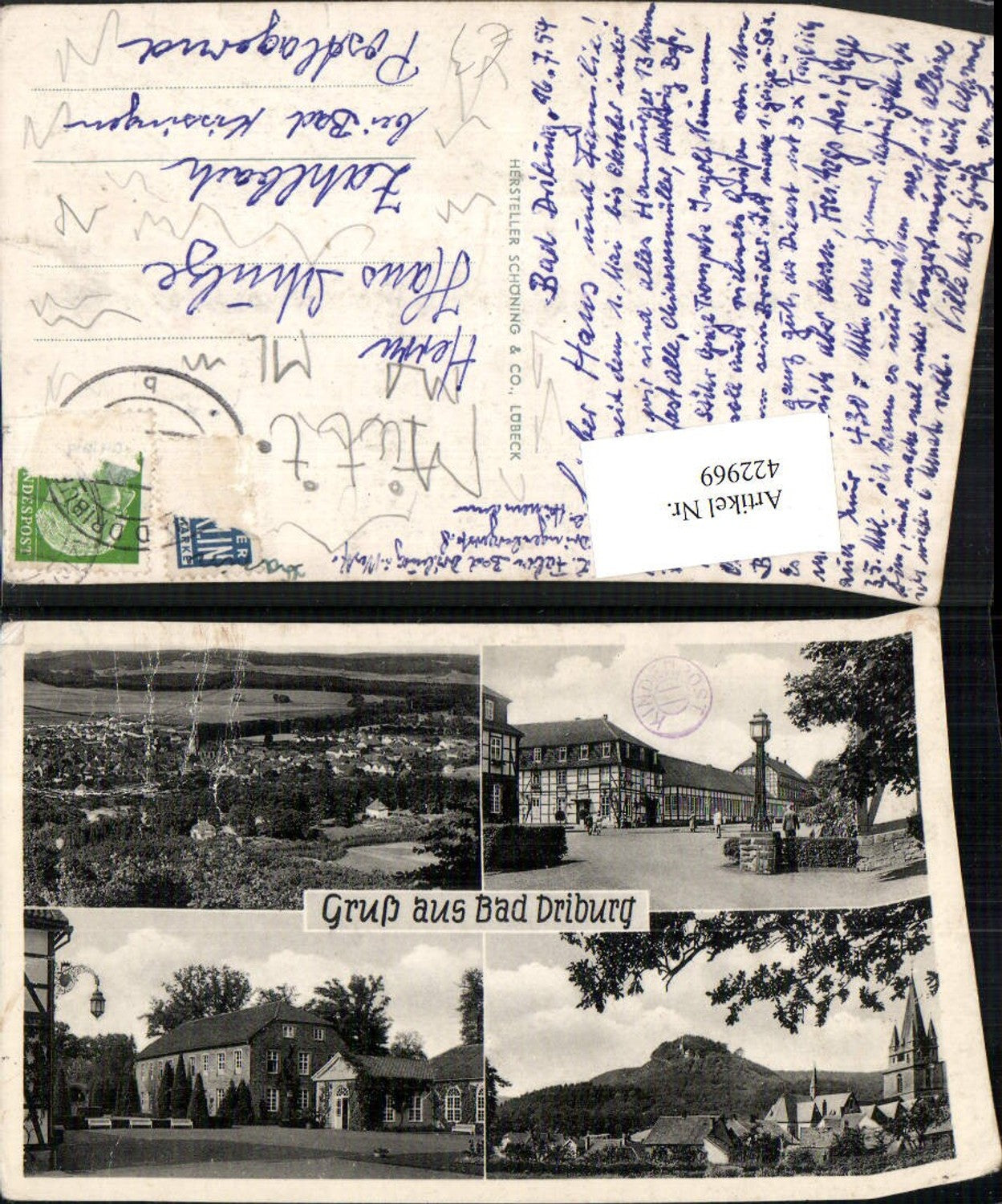 422969,Bad Driburg Totale Straßenansicht Kirche Mehrbildkarte