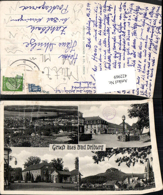 422969,Bad Driburg Totale Straßenansicht Kirche Mehrbildkarte