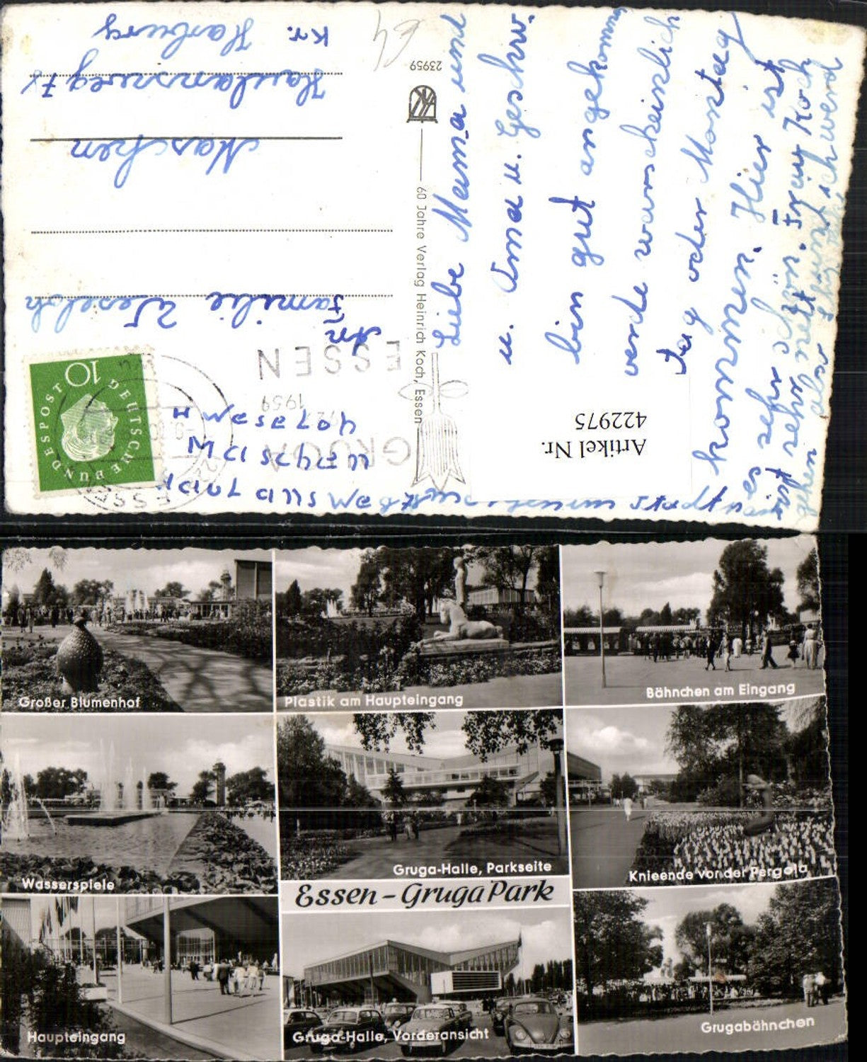 422975,Essen Gruga Park Blumenhof Bähnchen Halle Mehrbildkarte