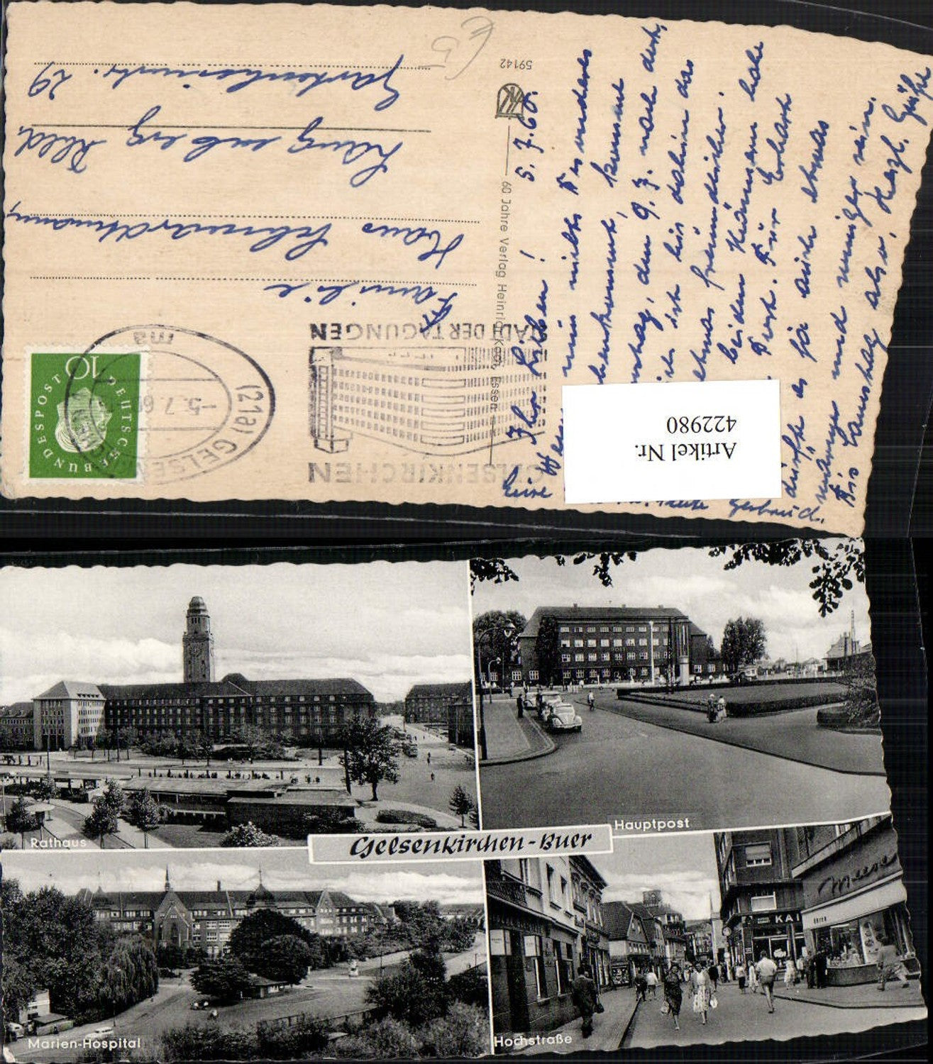 422980,Gelsenkirchen Rathaus Marien-Hospital Hauptpost Hochstraße Mehrbildkarte