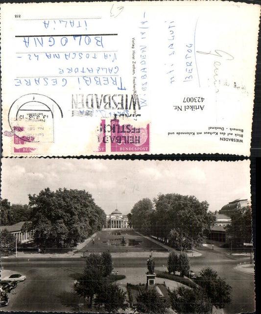 423007,Wiesbaden Blick auf das Kurhaus m. Kolonade u. Bismark-Denkmal