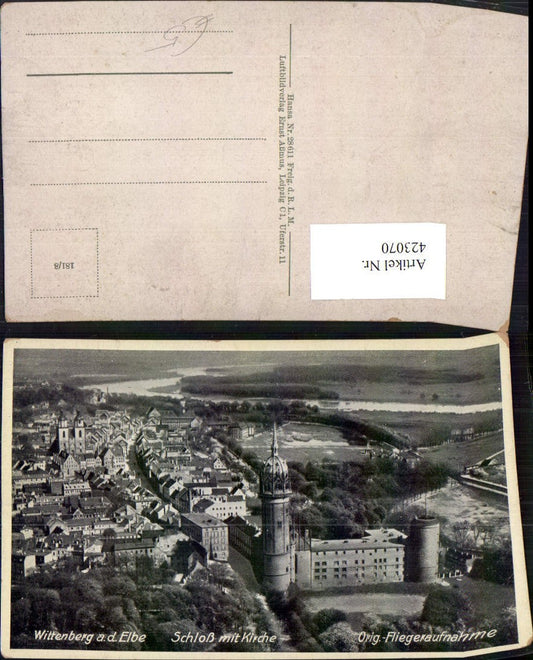423070,Wittenberg an d. Elbe Totale m. Schloss Kirche Fliegeraufnahme