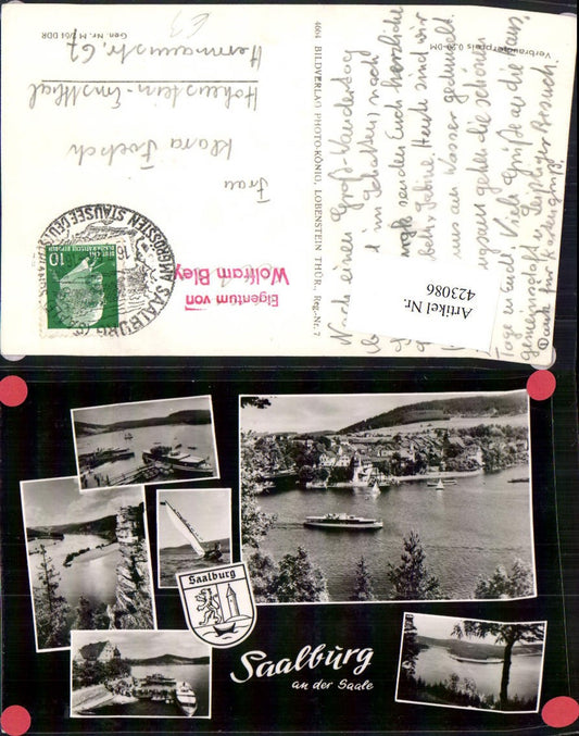 423086,Saalburg an d. Saale Teilansicht Anlegestelle Boote Mehrbildkarte