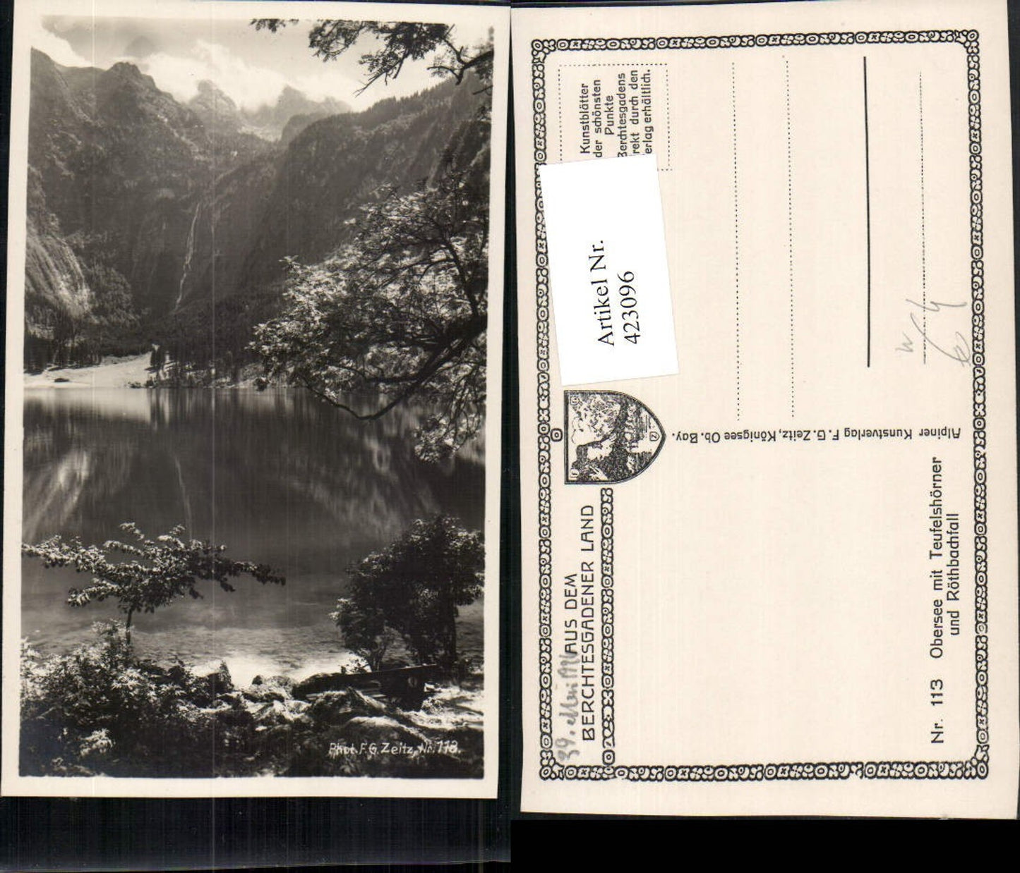 423096,Obersee See b. Schönau m. Teufelshörner u. Röthbachfall Bergkulisse