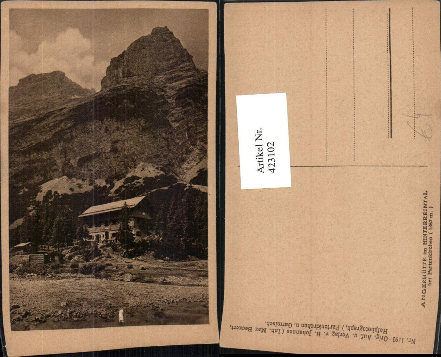 423102,Angerhütte im Hinterreintal b. Partenkirchen Bergkulisse