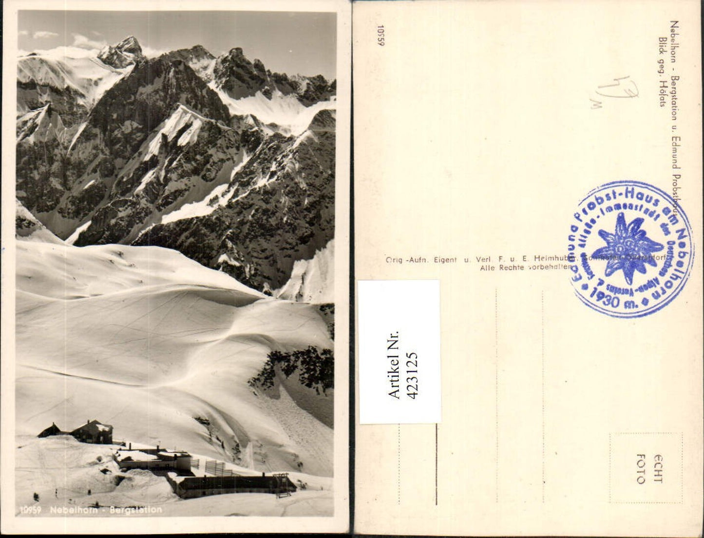 423125,Nebelhorn b. Oberstdorf Bergstation u. Edmund Probsthaus Bergkulisse