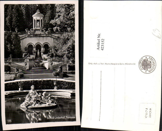 423152,Schloss Linderhof b. Ettal Terrasse Brunnen Figur