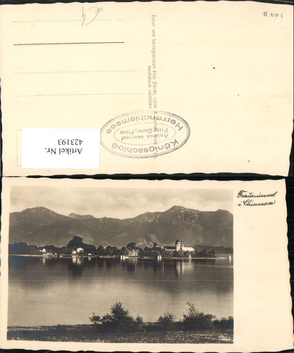 423193,Fraueninsel im Chiemsee Bergkulisse
