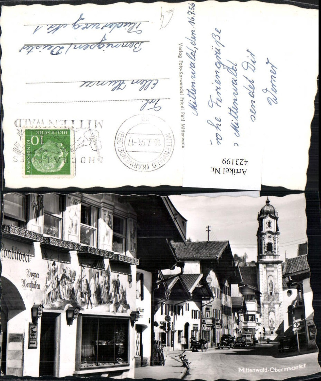 423199,Mittenwald Obermarkt Straßenansicht Kirche
