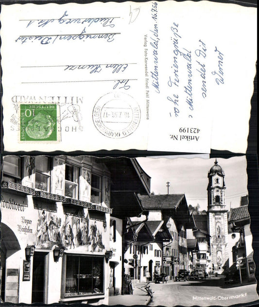 423199,Mittenwald Obermarkt Straßenansicht Kirche