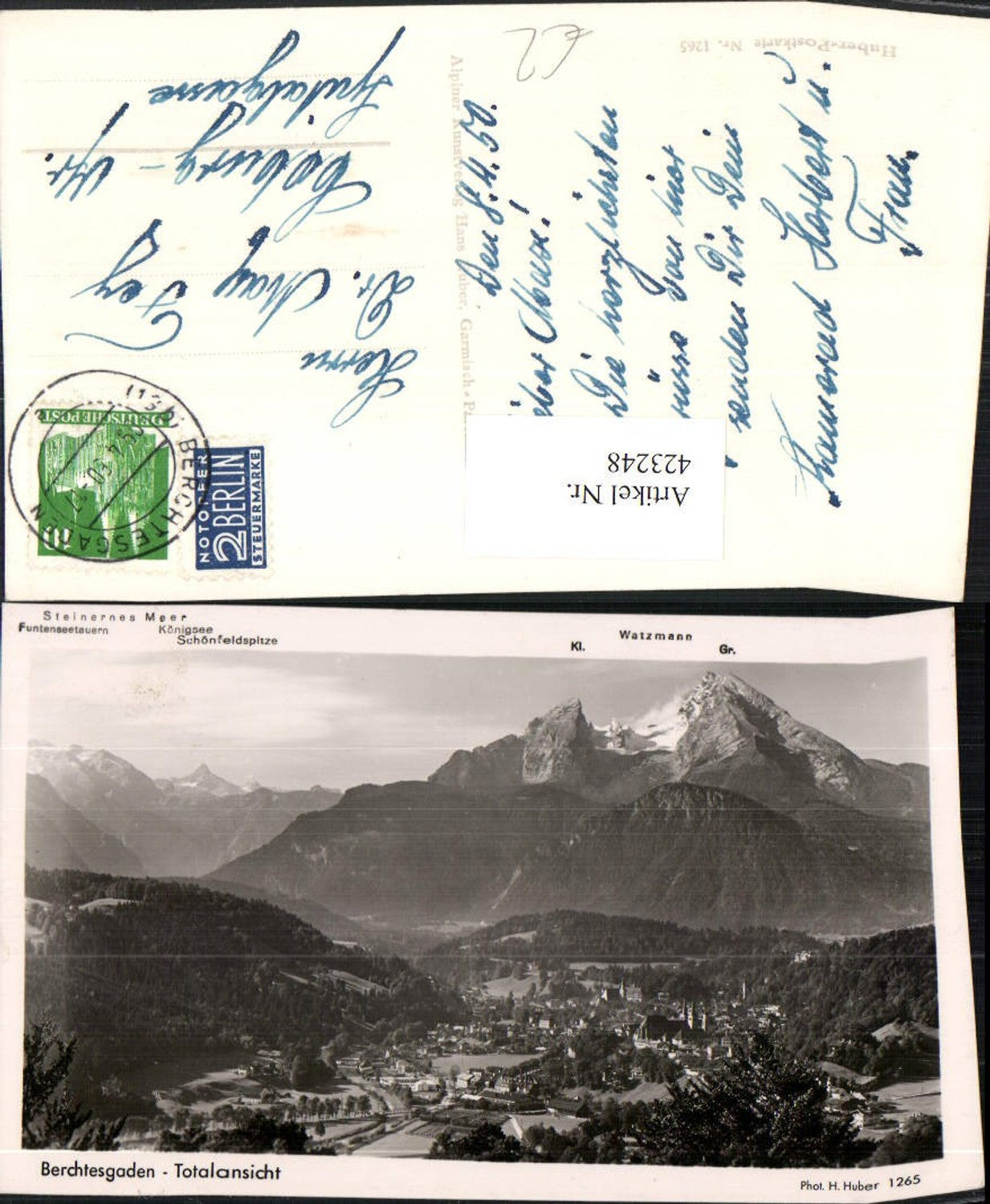 423248,Berchtesgaden Totale m. Watzmann Bergkulisse pub H. Huber 1265
