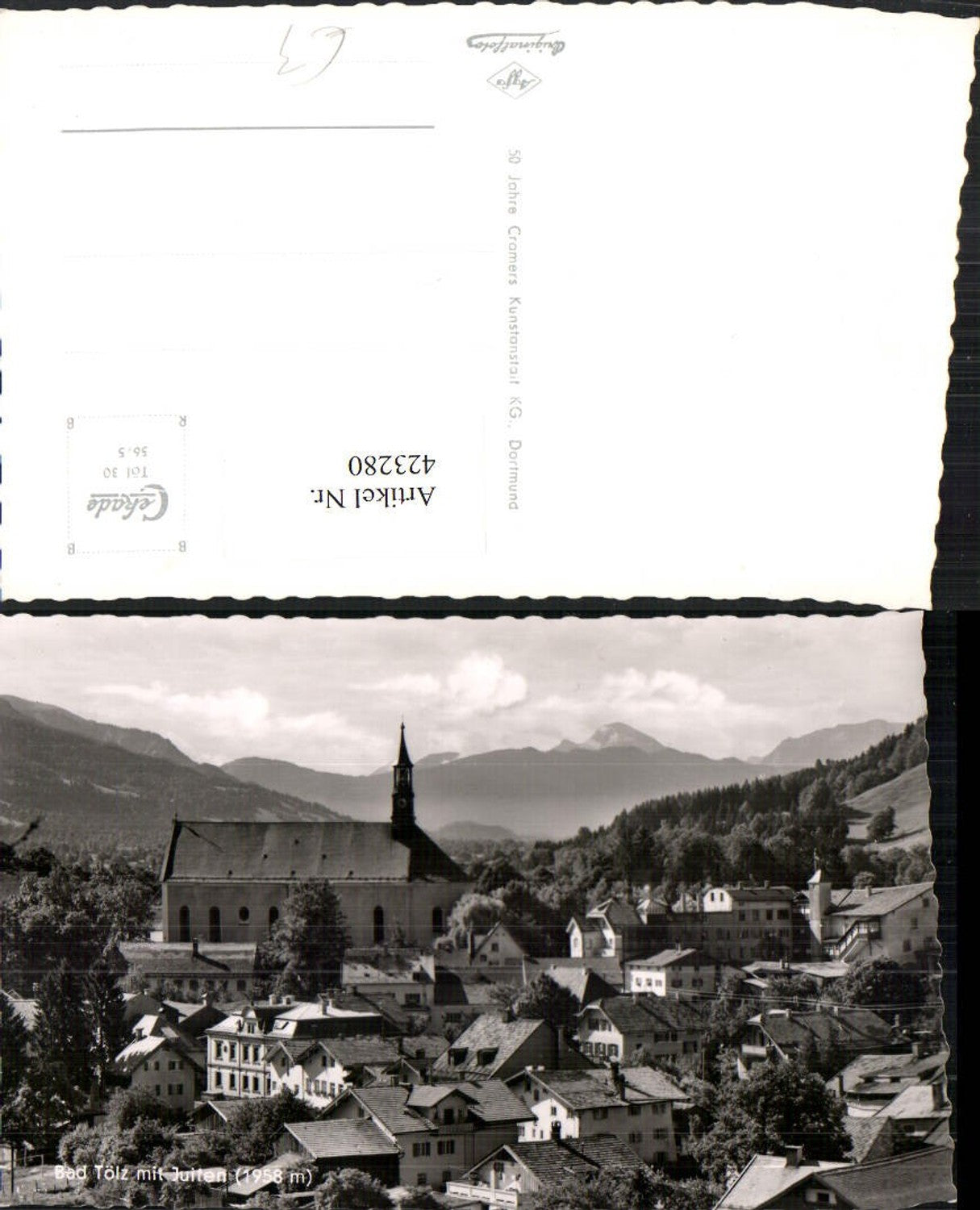 423280,Bad Tölz Teilansicht Kirche m. Juiten Bergkulisse