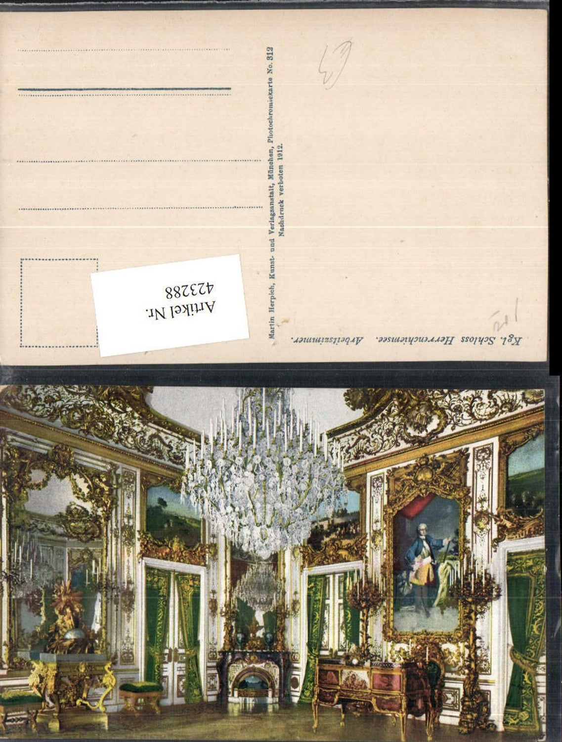 423288,Schloss Herrenchiemsee b. Chiemsee Arbeitszimmer Innenansicht