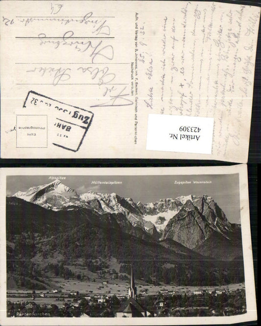 423309,Partenkirchen Totale m. Alpspitze Zugspitze Bergkulisse