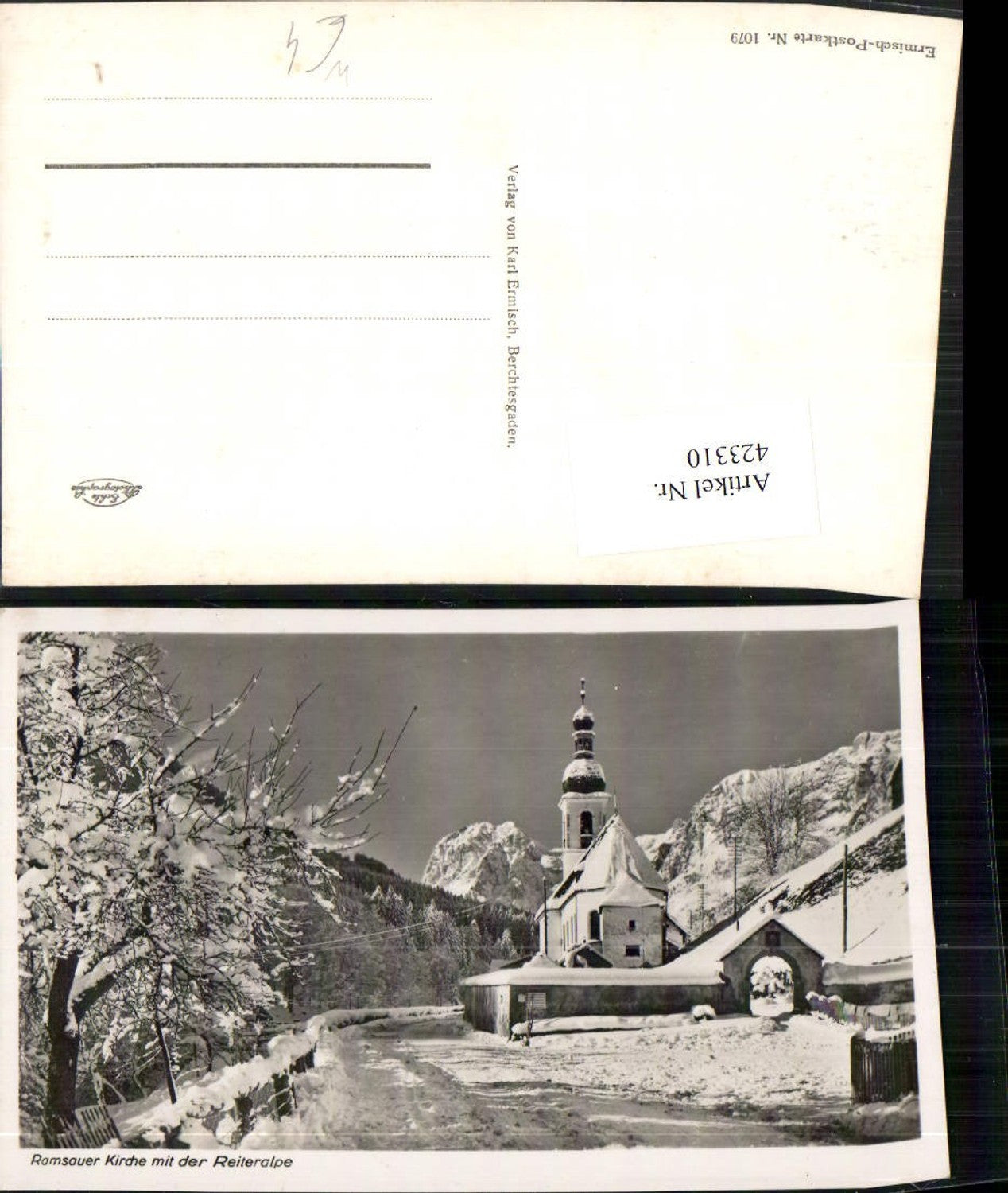 423310,Ramsauer Kirche b. Berchtesgaden m. Reiteralpe Bergkulisse Winterbild