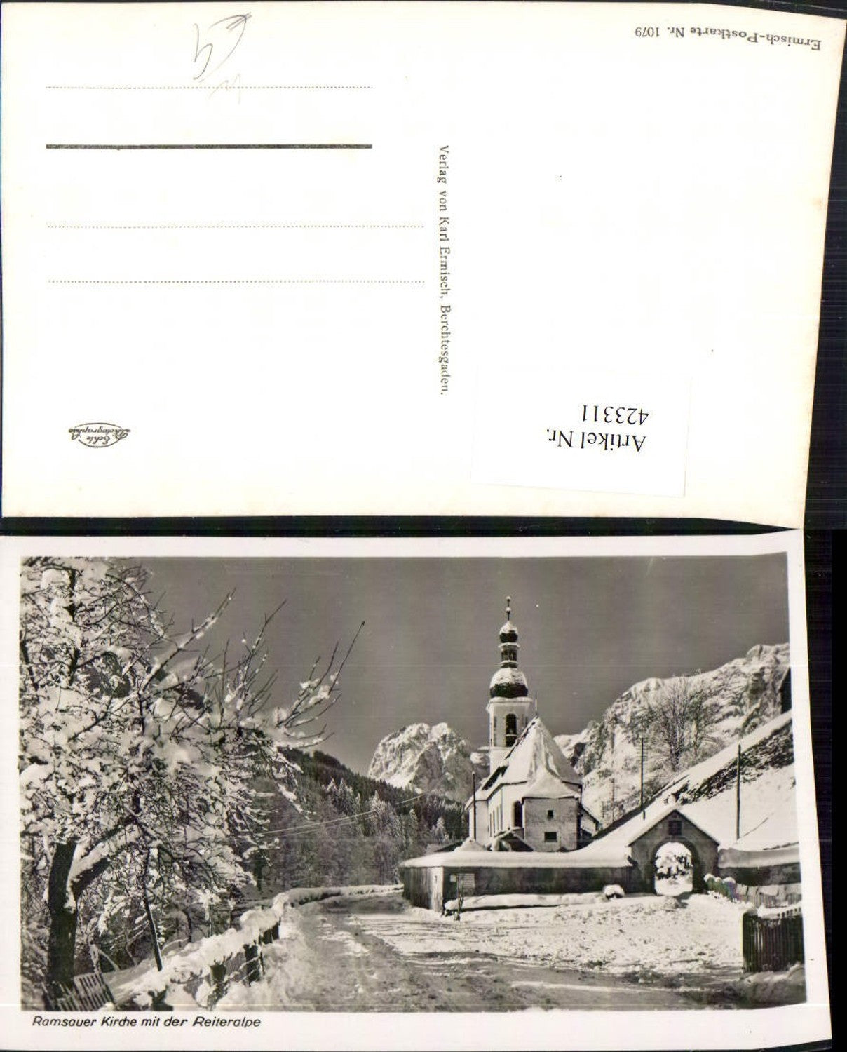 423311,Ramsauer Kirche b. Berchtesgaden m. Reiteralpe Bergkulisse Winterbild