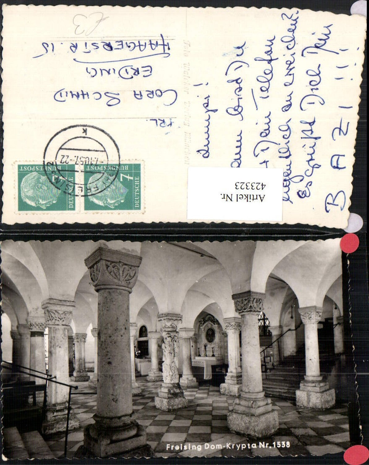 423323,Freising Dom Krypta Innenansicht Säulen