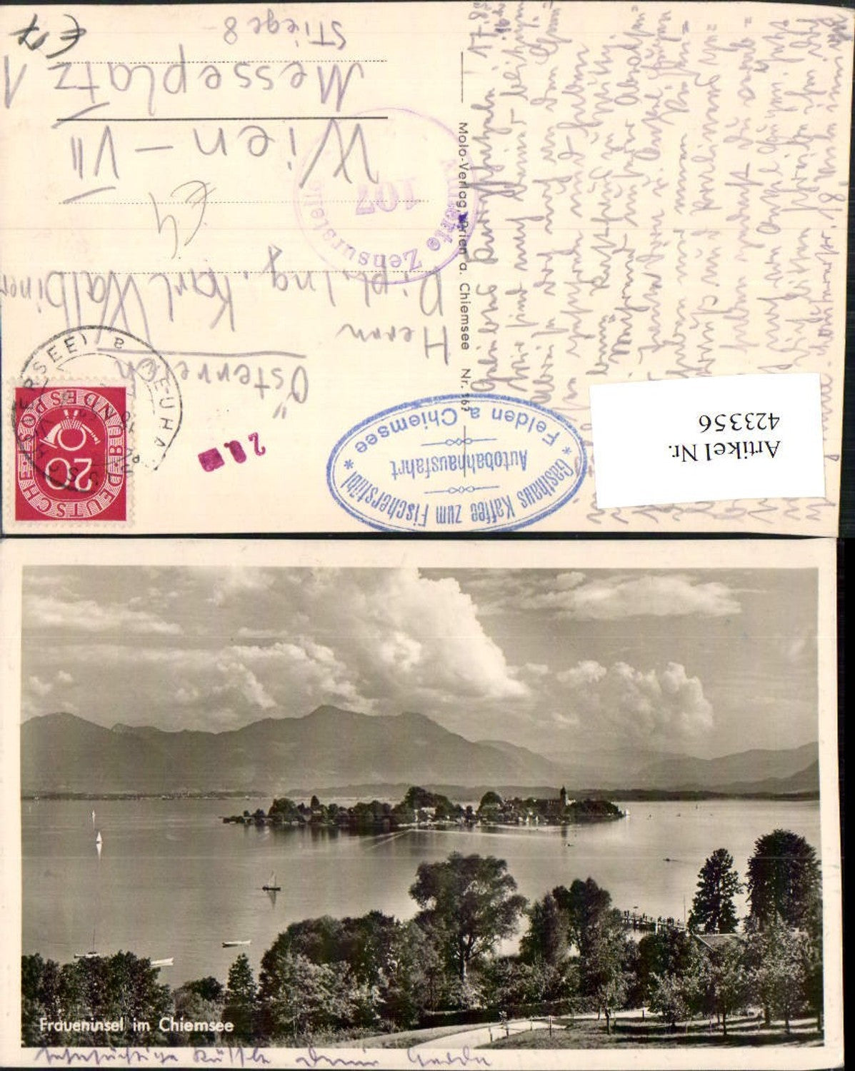 423356,Fraueninsel im Chiemsee Totale Bergkulisse