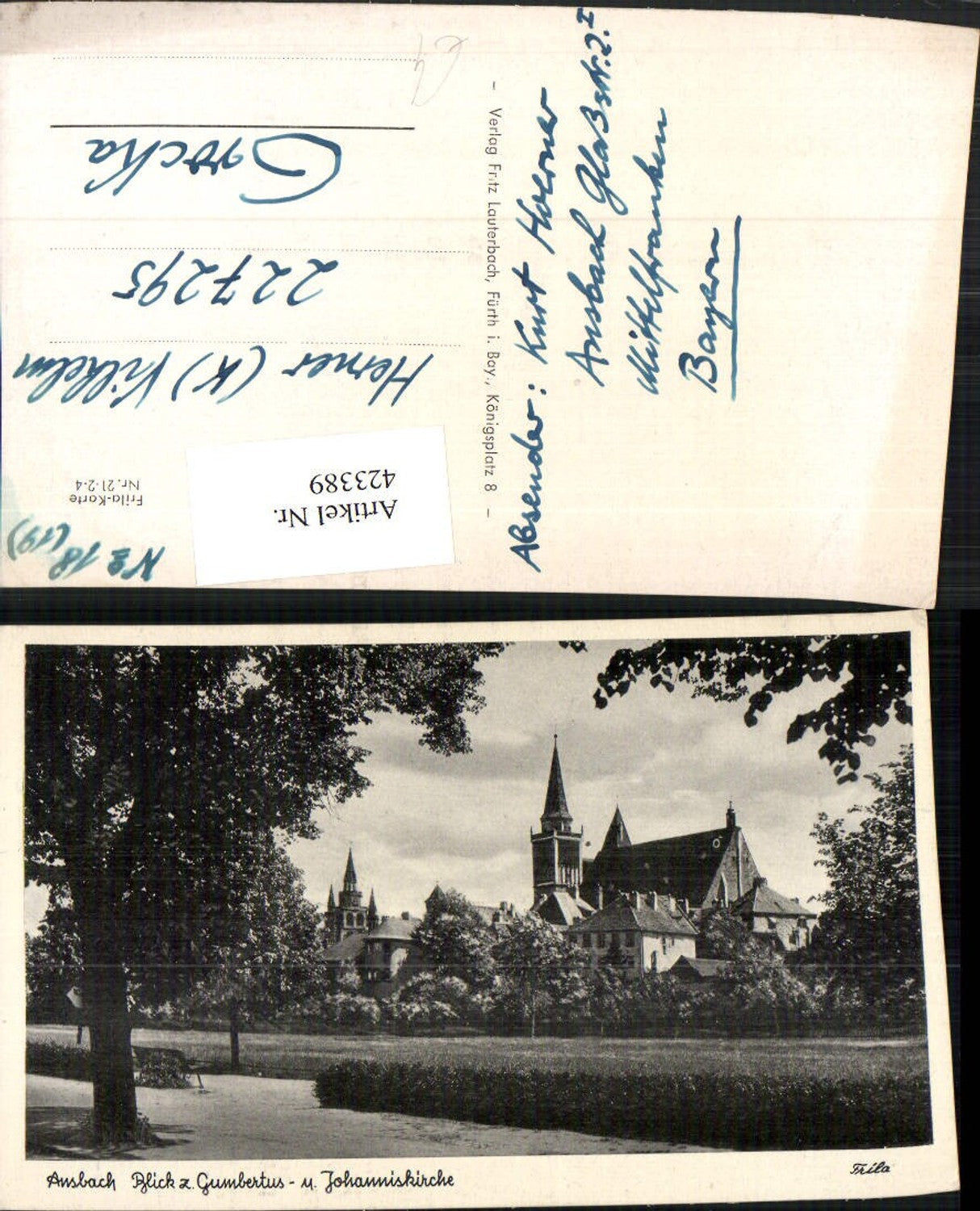 423389,Ansbach Blick zur Gumbertus- und Johanniskirche Kirche