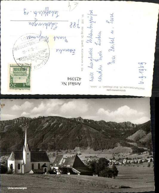 423394,Unterammergau Wallfahrtskirche Hl. Blut Bergkulisse