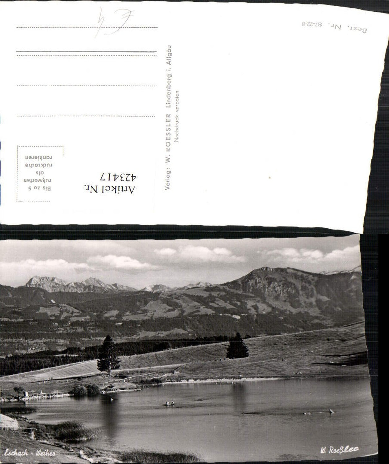 423417,Eschach Weiher b. Buchenberg Bergkulisse pub W. Roessler