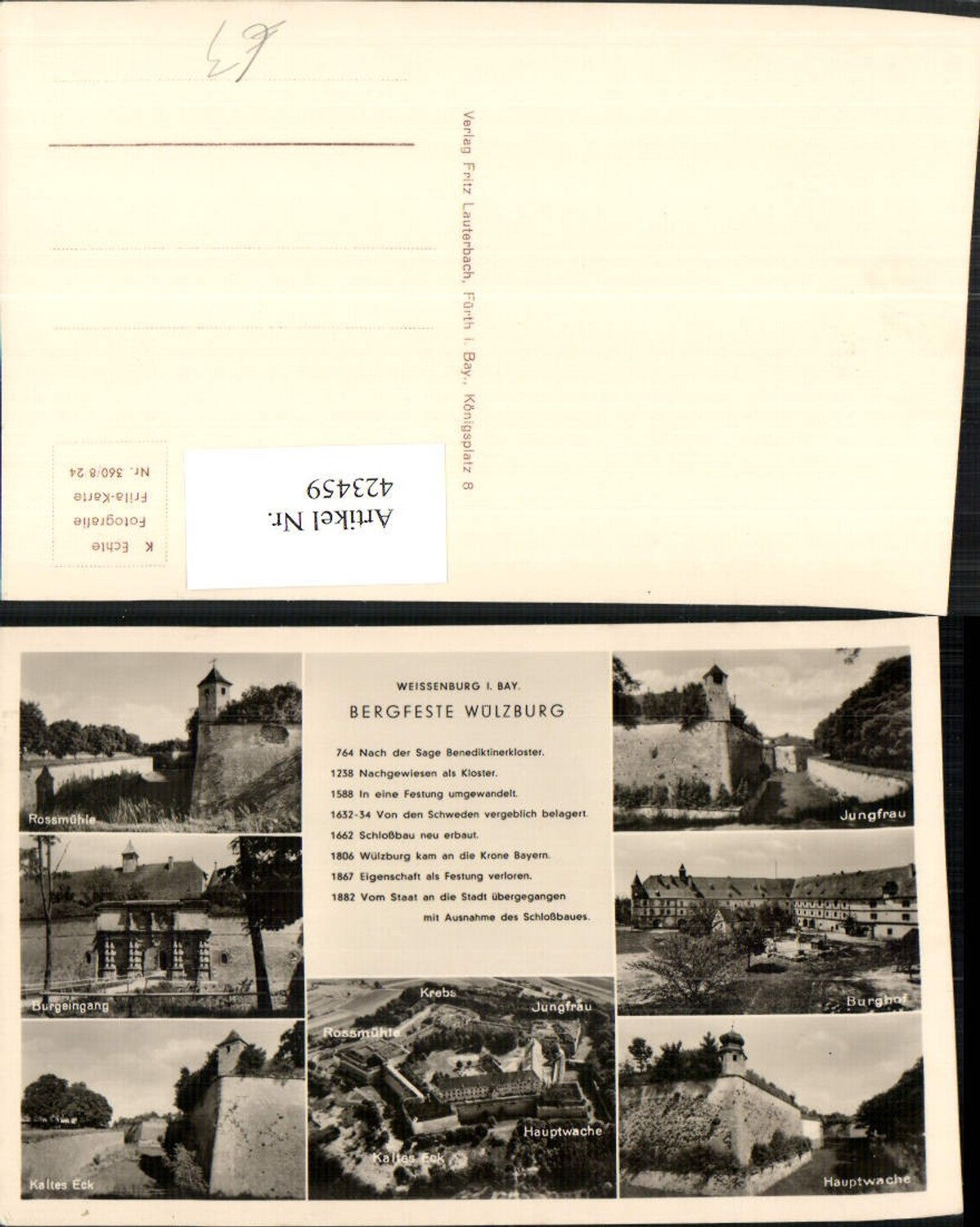 423459,Weißenburg Bergfeste Wülzburg Jungfrau Burghof Eingang Mauer Mehrbildkarte