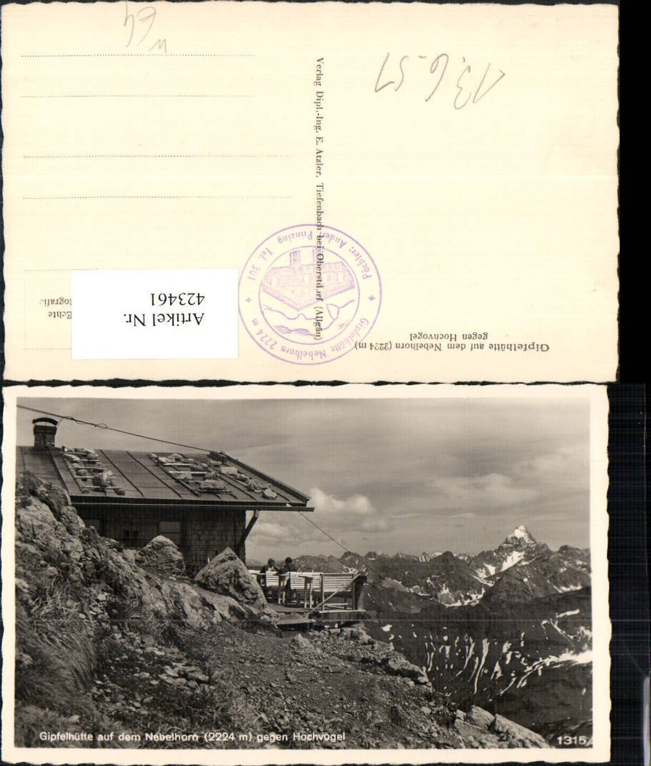 423461,Gipfelhütte Berghütte auf d. Nebelhorn b. Oberstdorf Bergkulisse