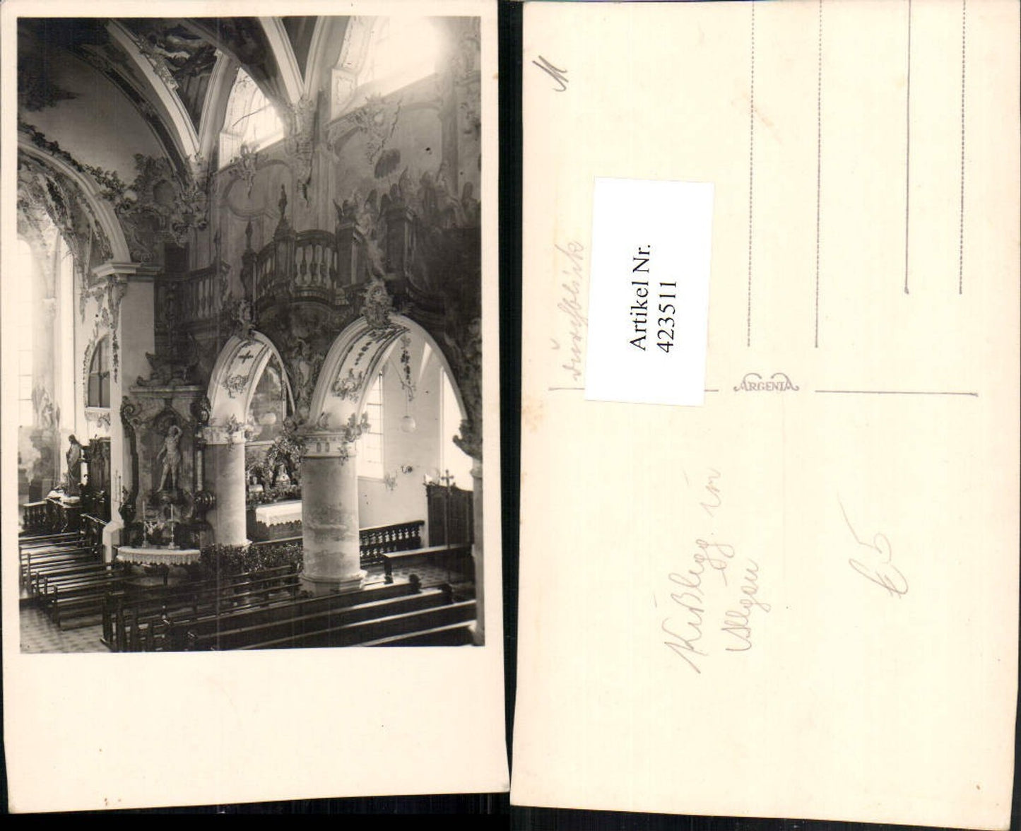 423511,Foto AK Kißlegg im Allgäu Kirche Innenansicht