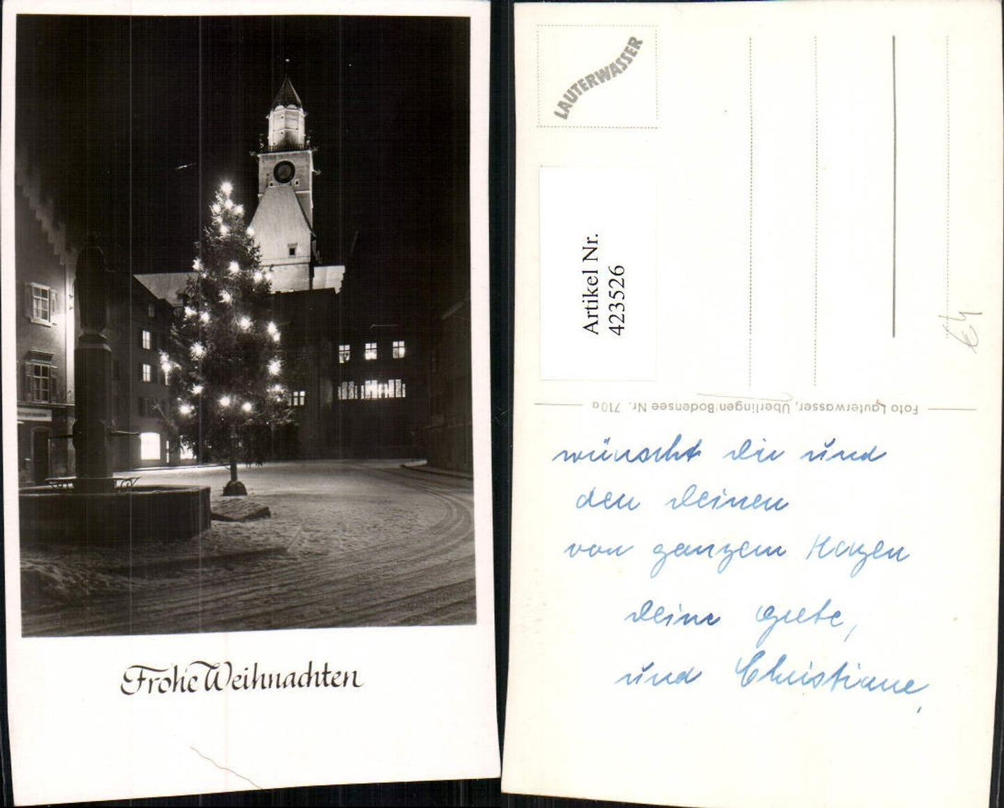 423526,Überlingen am Bodensee Hauptplatz Brunnen Weihnachtsbaum Winterbild