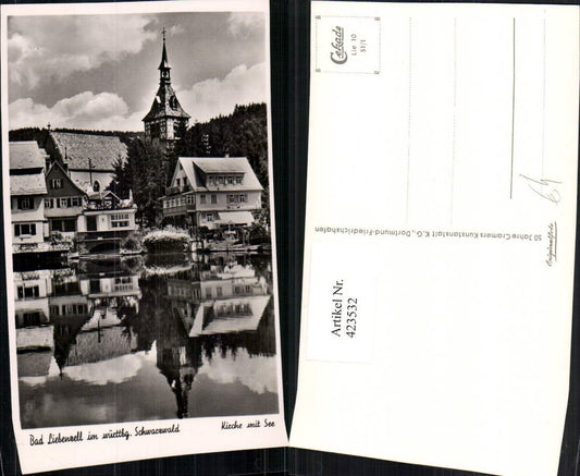 423532, Bad Liebenzell in the Black Forest, partial view of church with lake