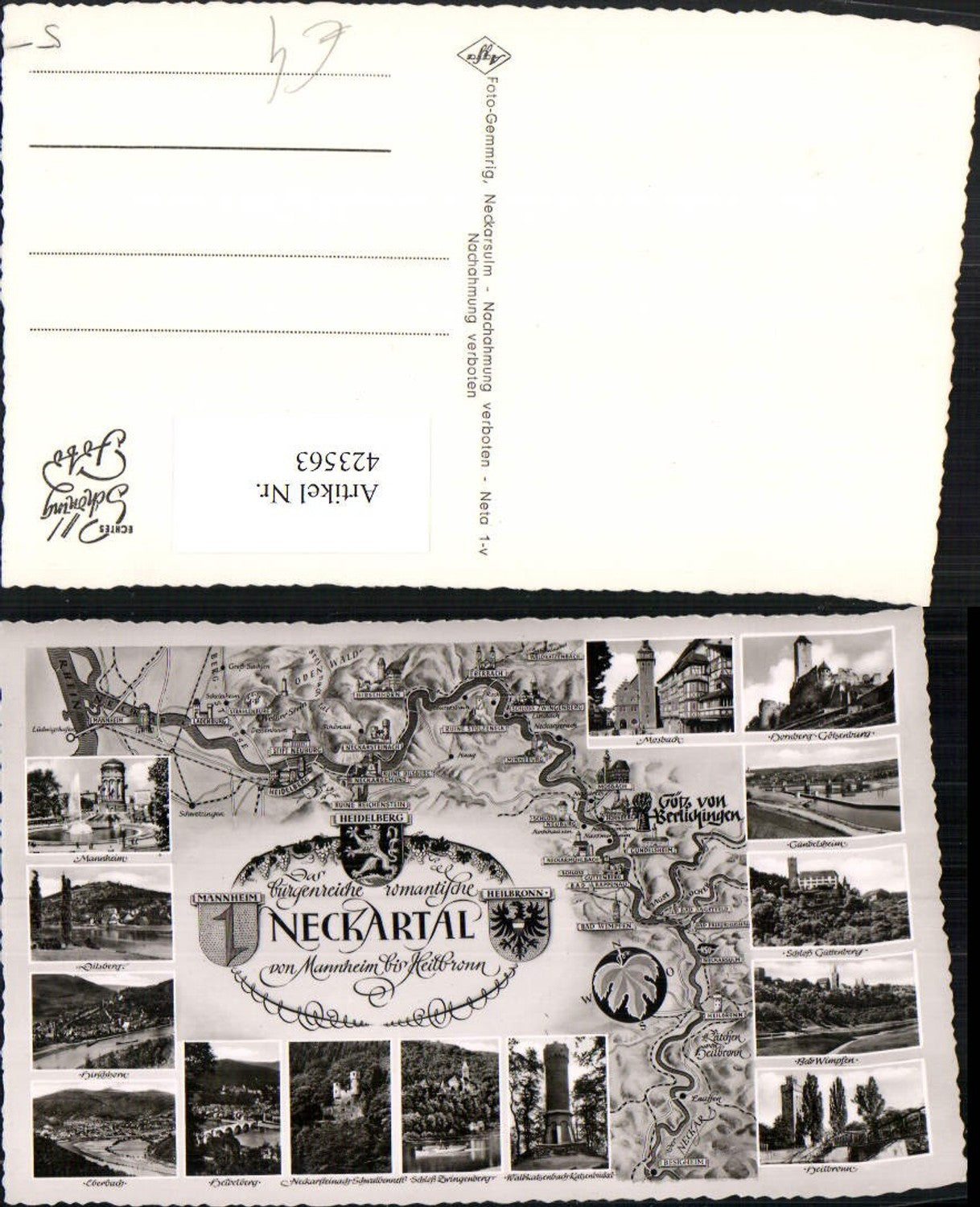 423563,Neckartal von Mannheim bis Heilbronn Landkarte Mosbach Heidelberg Mehrbildkarte