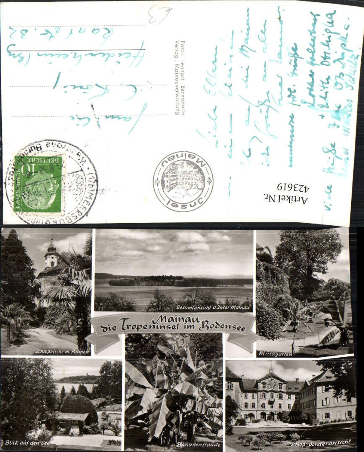 423619,Mainau Insel im Bodensee Schloss Bananenstaude Mehrbildkarte