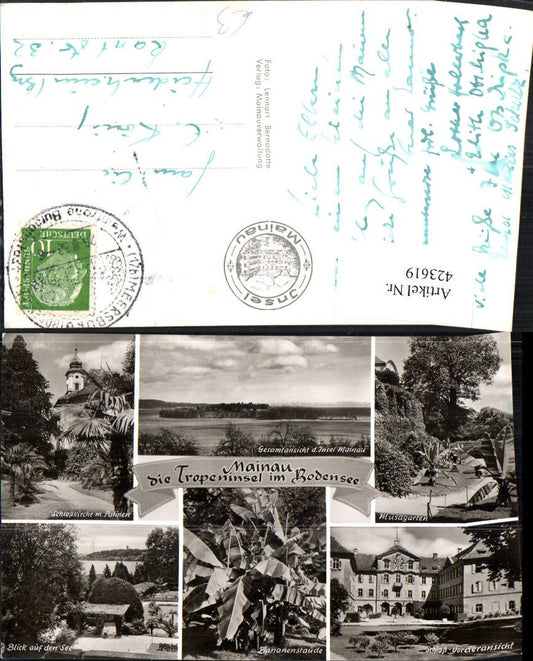 423619, Mainau Island in Lake Constance, Castle, Banana Plant, Multi-image postcard