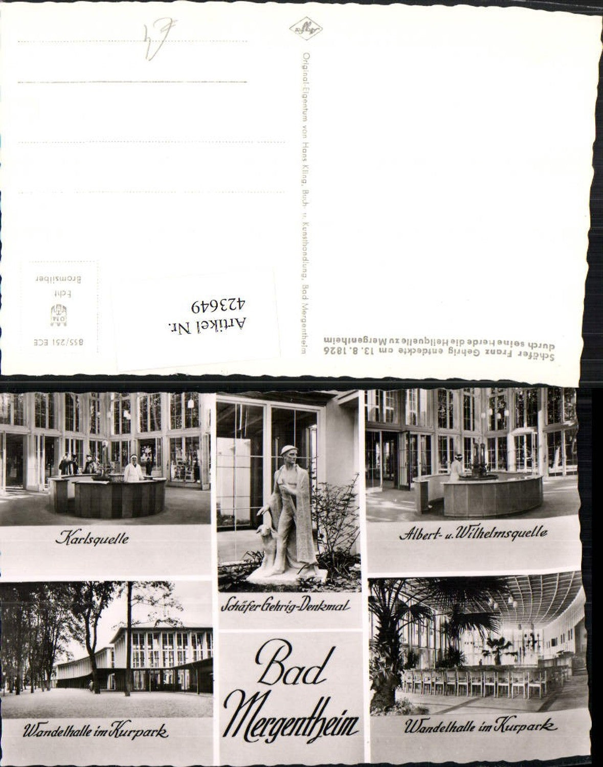 423649,Bad Mergentheim Wandelhalle Karlsquelle Denkmal Mehrbildkarte