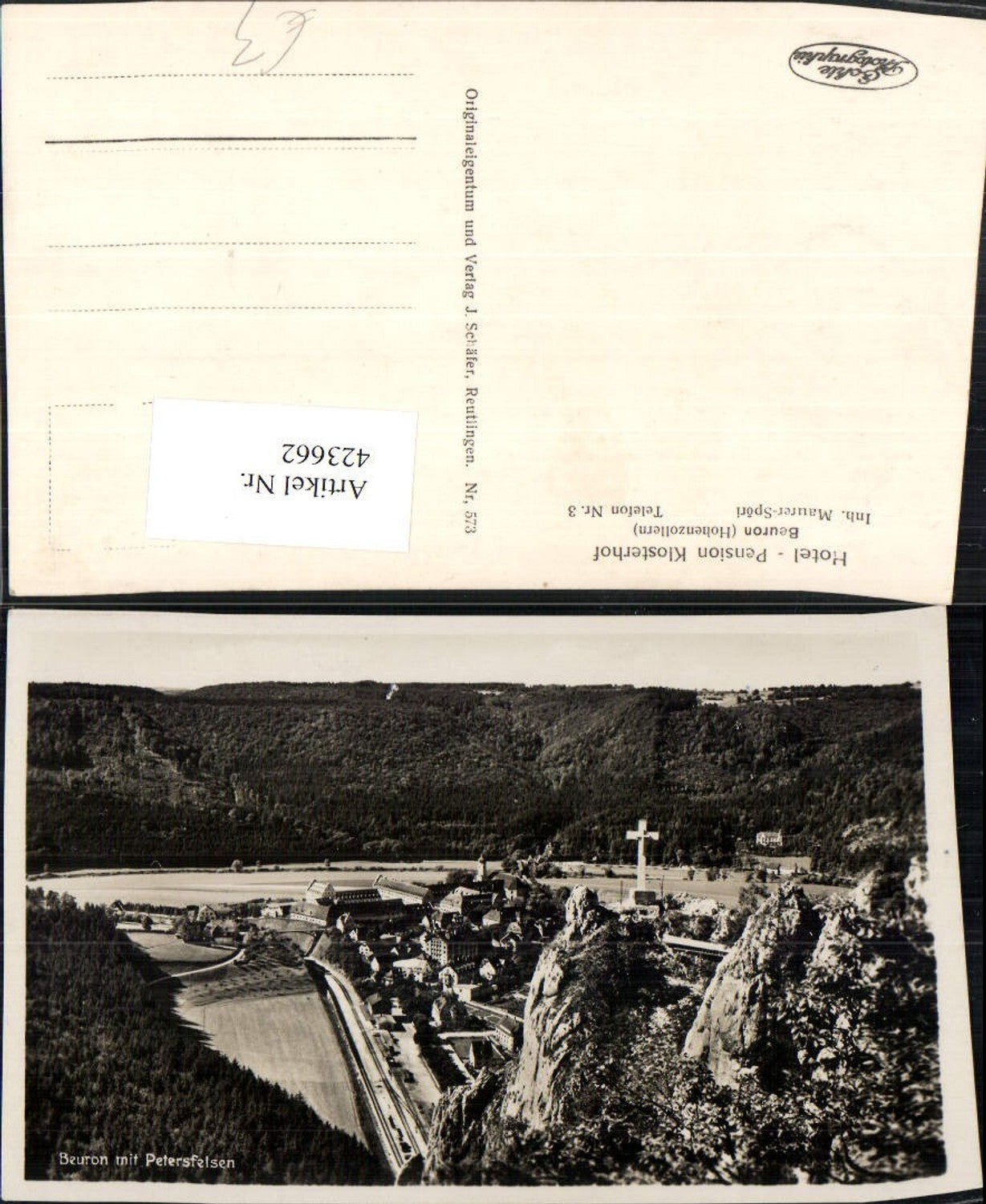 423662, Beuron partial view with monastery and Petersfelsen
