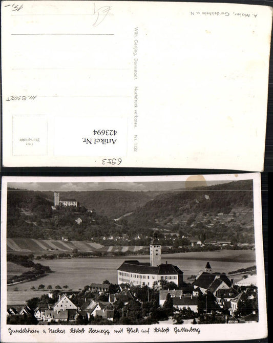 423694, Gundelsheim am Neckar Hornegg Castle m. View of Guttenberg Castle