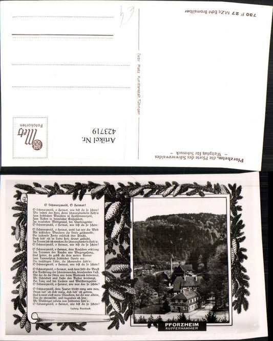 423719, Pforzheim in the Black Forest, Kupferhammer Passepartout, Text, Fir branches