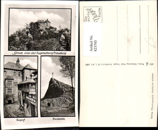 423745,Gruß von d. Jugendburg Freusburg b. Kirchen Burghof Druidenstein