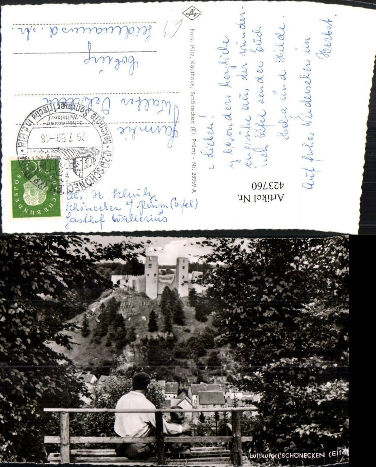 423760,Schönecken in d. Eifel Teilansicht m. Burg