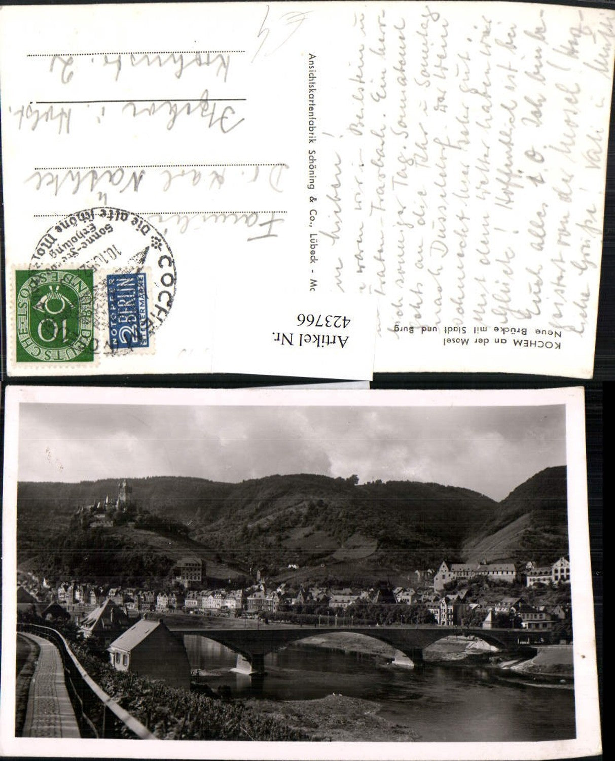 423766,Kochem Cochem an d. Mosel Teilansicht m. Brücke u. Burg