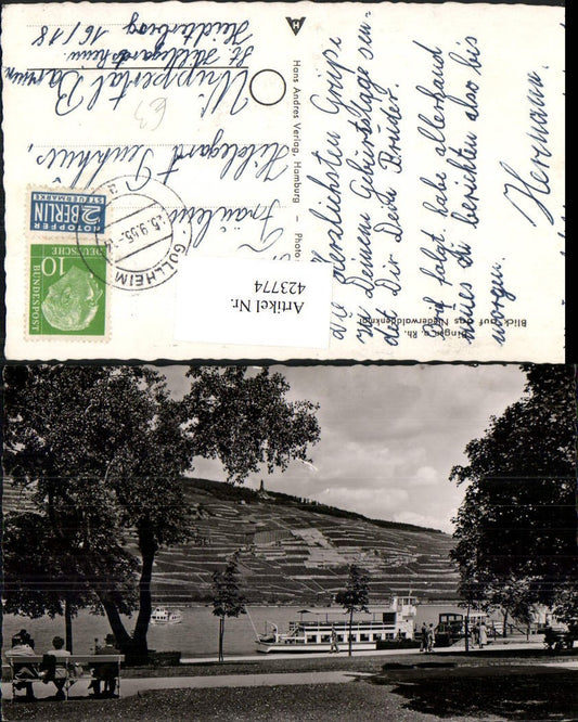 423774,Bingen am Rhein Anlegestelle m. Blick auf das Niederwald-Denkmal