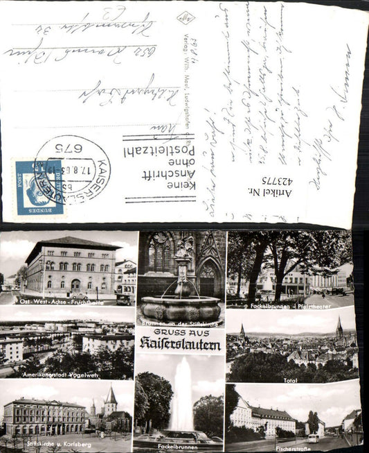 423775,Kaiserslautern Totale Brunnen Stiftskirche Fackelbrunnen Mehrbildkarte