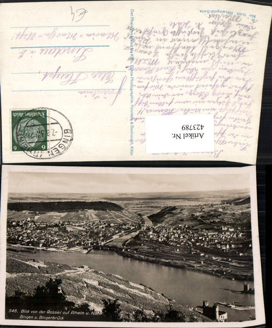 423789,Blick von d. Rossel auf Bingen u. Bingerbrück am Rhein