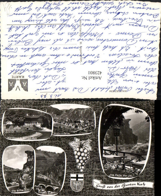 423801,Walporzheim Totale Weinhaus zur bunten Kuh Brücke Mehrbildkarte