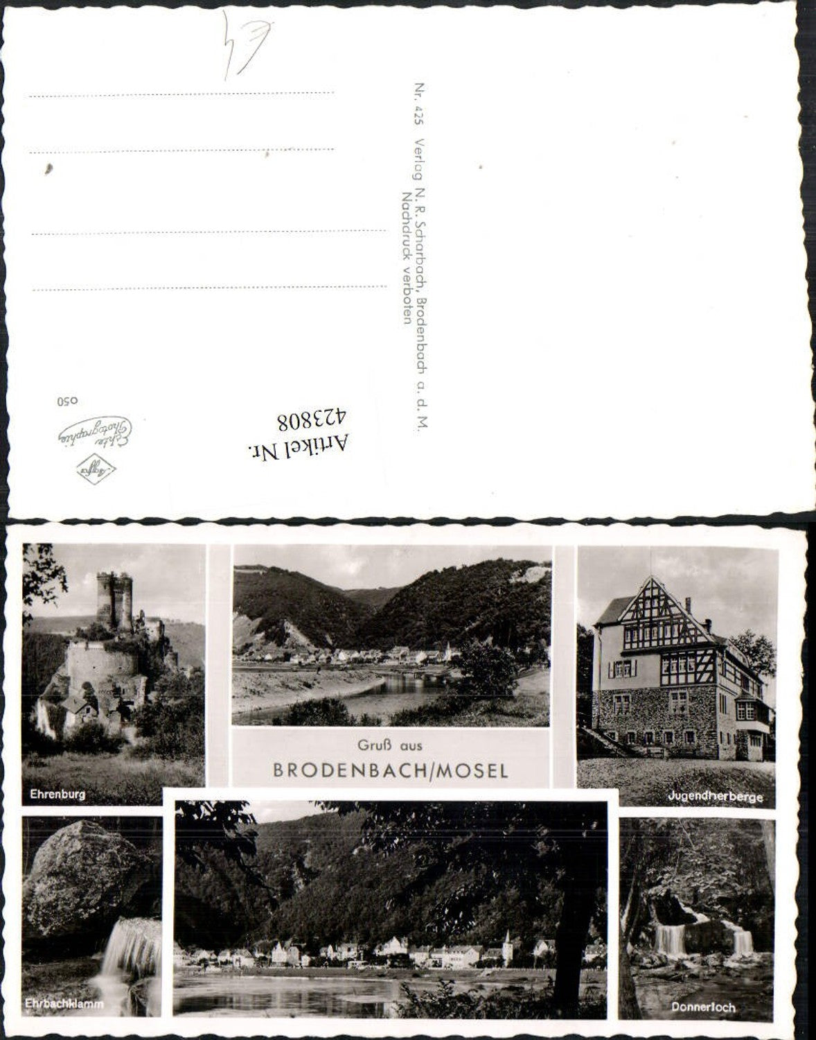 423808,Brodenbach an d. Mosel Totale Ehrenburg Wasserfall Mehrbildkarte