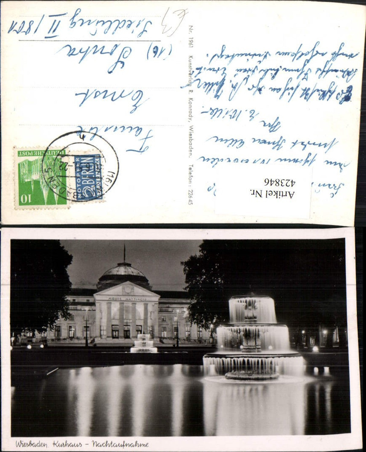 423846,Wiesbaden Kurhaus Brunnen b. Nacht