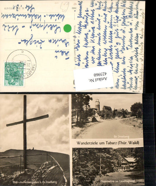 423960,Tabarz Inselberg Aschenbergstein Kreuz Massemühle Mehrbildkarte